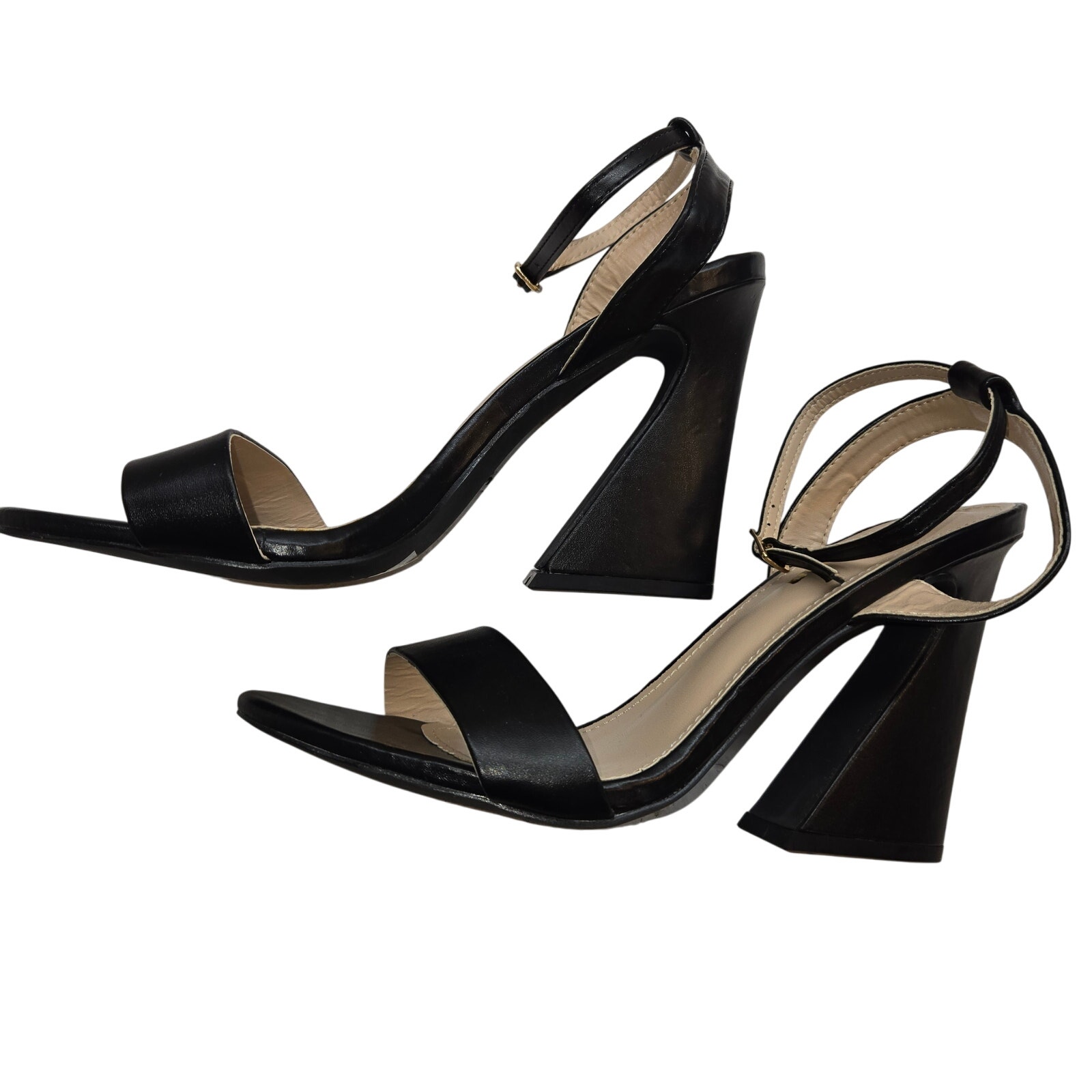 Shein 8 Women's Stiletto 4 Inch High Heels Pumps Black Sandals Shoes